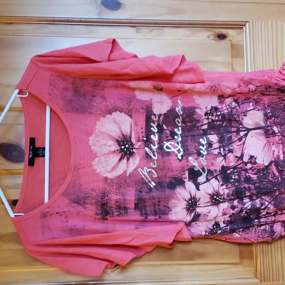 Style & co large salmon pink blouse.